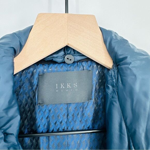 IKKS One Button Blazer With Full Zip Hood Black Navy Blue Women's 36 Small - Picture 8 of 9